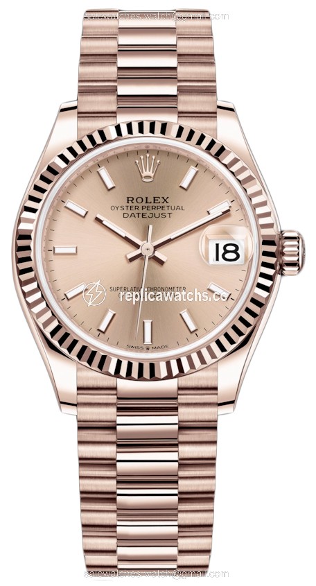 Replica 278275 Gold Index President Rolex Datejust 31mm Everose Gold Ladies Watch Replica 278275 Gold Index President Rolex Datejust 31mm Everose Gold Ladies Watch