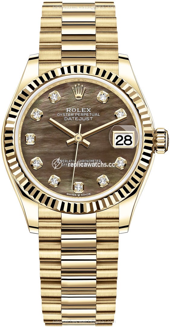 Replica 278278 Black MOP Diamond President Rolex Datejust 31mm Yellow Gold Ladies Watch Replica 278278 Black MOP Diamond President Rolex Datejust 31mm Yellow Gold Ladies Watch