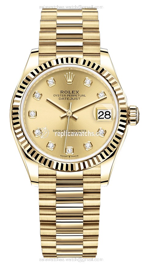 Replica 278278 Champagne Diamond President Rolex Datejust 31mm Yellow Gold Ladies Watch Replica 278278 Champagne Diamond President Rolex Datejust 31mm Yellow Gold Ladies Watch