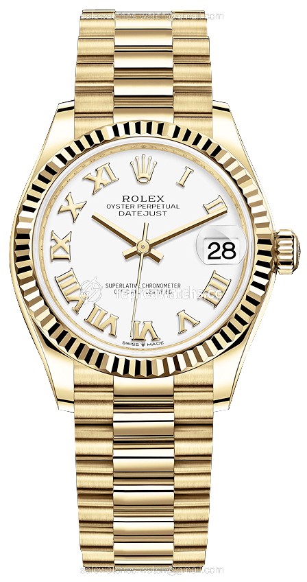 Replica 278278 White Roman President Rolex Datejust 31mm Yellow Gold Ladies Watch Replica 278278 White Roman President Rolex Datejust 31mm Yellow Gold Ladies Watch