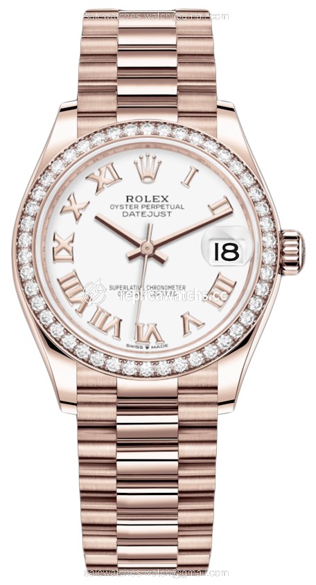 Replica 278285rbr White Roman President Rolex Datejust 31mm Everose Gold Ladies Watch Replica 278285rbr White Roman President Rolex Datejust 31mm Everose Gold Ladies Watch