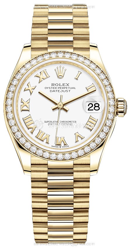 Replica 278288rbr White Roman President Rolex Datejust 31mm Yellow Gold Ladies Watch Replica 278288rbr White Roman President Rolex Datejust 31mm Yellow Gold Ladies Watch