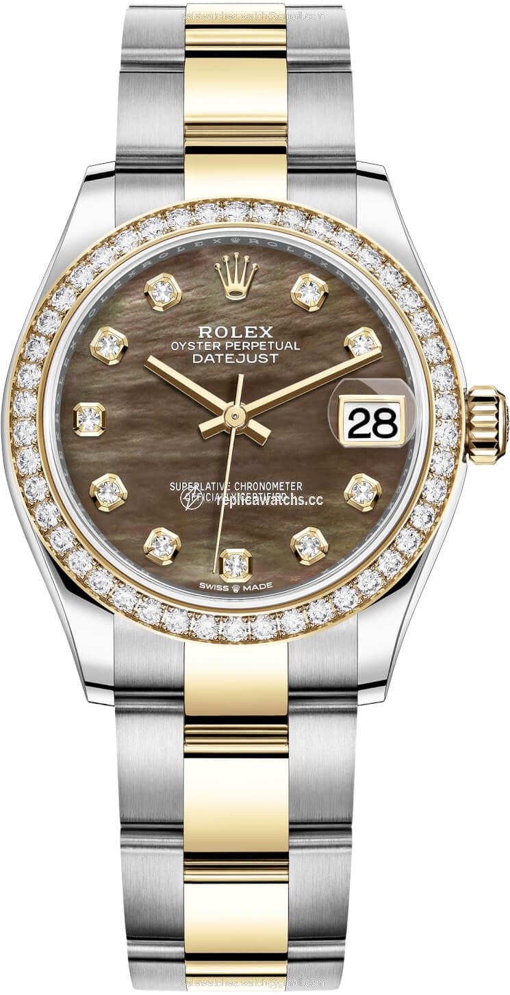 Replica 278383rbr Black MOP Diamond Oyster Rolex Datejust 31mm Stainless Steel and Yellow Gold Ladies Watch Replica 278383rbr Black MOP Diamond Oyster Rolex Datejust 31mm Stainless Steel and Yellow Gold Ladies Watch