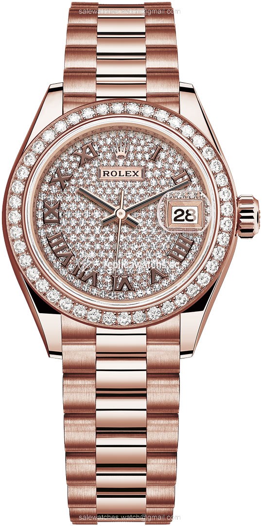 Replica 279135RBR Pave Chocolate Roman President Rolex Lady Datejust 28mm Everose Gold Ladies Watch Replica 279135RBR Pave Chocolate Roman President Rolex Lady Datejust 28mm Everose Gold Ladies Watch