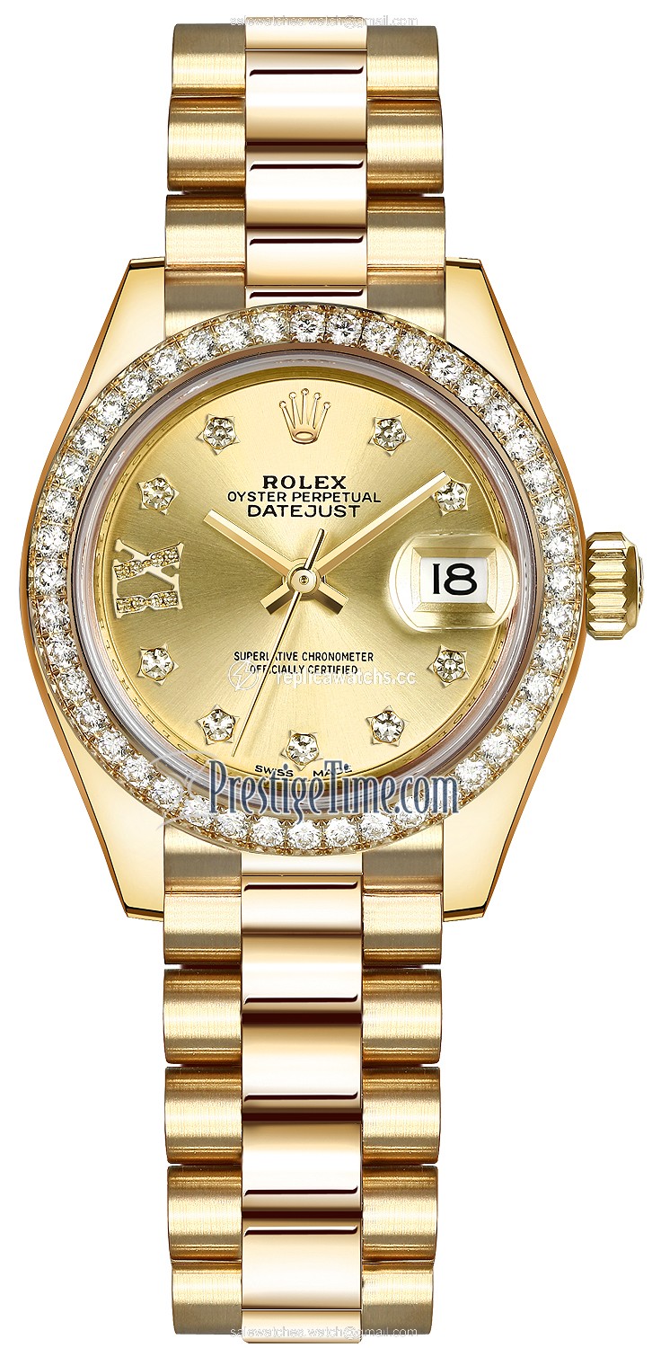 Replica 279138RBR Champagne 17 Diamond President Rolex Lady Datejust 28mm Yellow Gold Ladies Watch Replica 279138RBR Champagne 17 Diamond President Rolex Lady Datejust 28mm Yellow Gold Ladies Watch