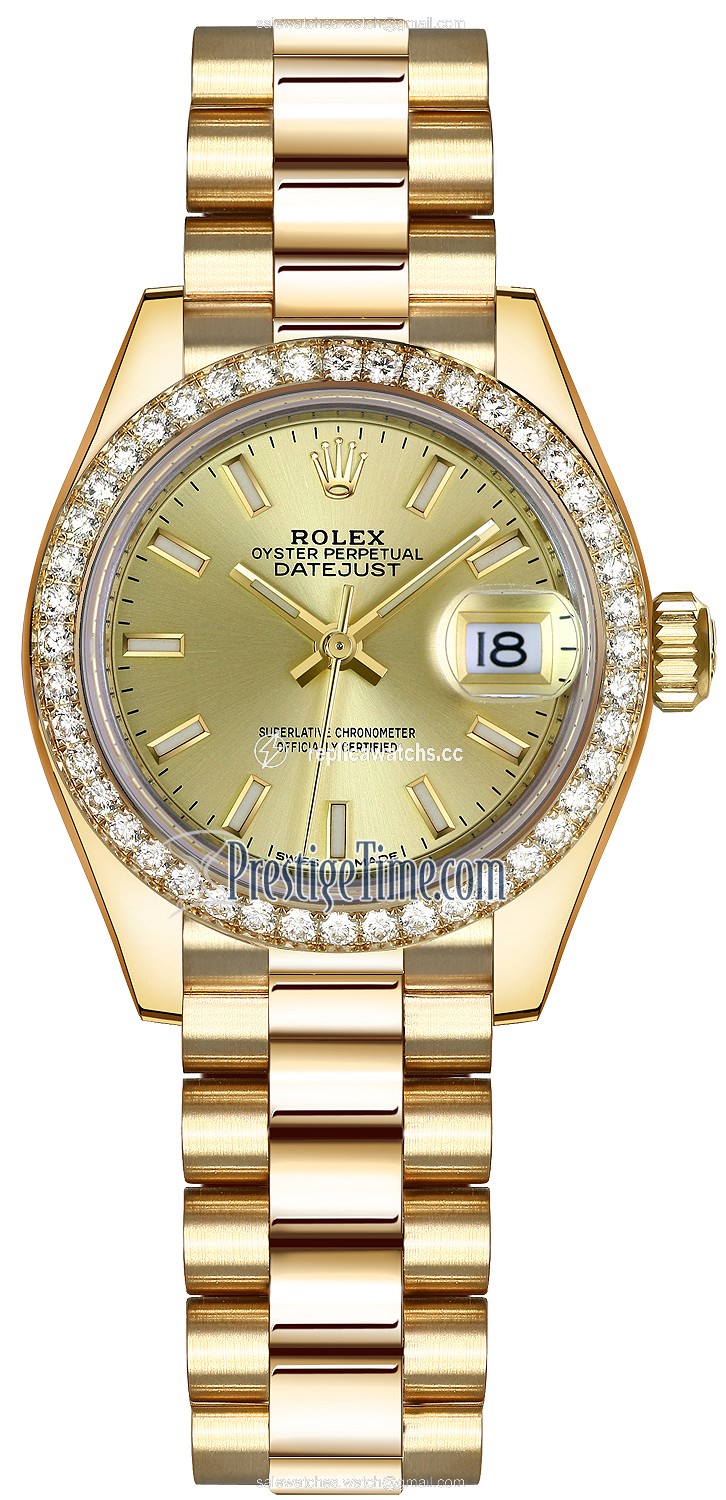 Replica 279138RBR Champagne Index President Rolex Lady Datejust 28mm Yellow Gold Ladies Watch Replica 279138RBR Champagne Index President Rolex Lady Datejust 28mm Yellow Gold Ladies Watch