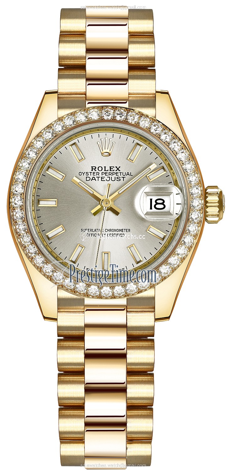 Replica 279138RBR Silver Index President Rolex Lady Datejust 28mm Yellow Gold Ladies Watch Replica 279138RBR Silver Index President Rolex Lady Datejust 28mm Yellow Gold Ladies Watch
