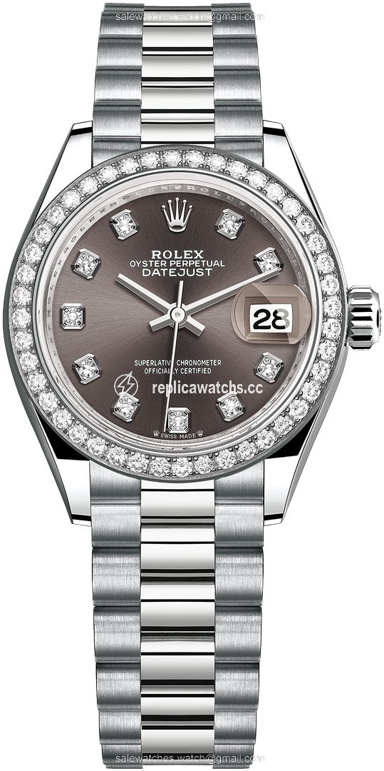 Replica 279139rbr Dark Grey Diamond President Rolex Lady Datejust 28mm White Gold Ladies Watch Replica 279139rbr Dark Grey Diamond President Rolex Lady Datejust 28mm White Gold Ladies Watch