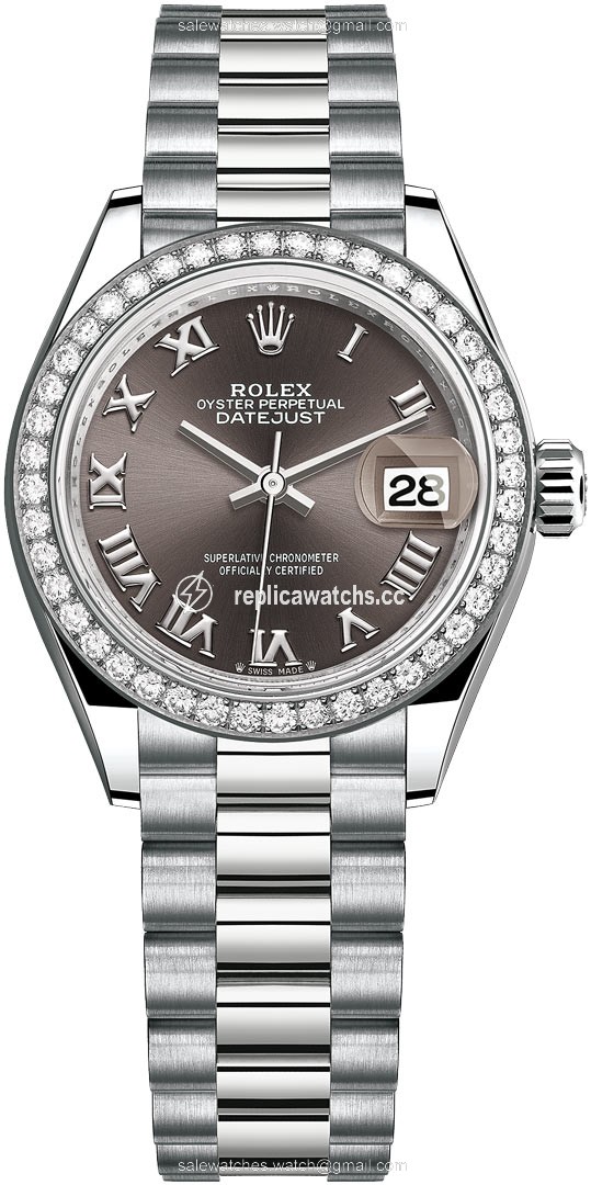 Replica 279139rbr Dark Grey Roman President Rolex Lady Datejust 28mm White Gold Ladies Watch Replica 279139rbr Dark Grey Roman President Rolex Lady Datejust 28mm White Gold Ladies Watch