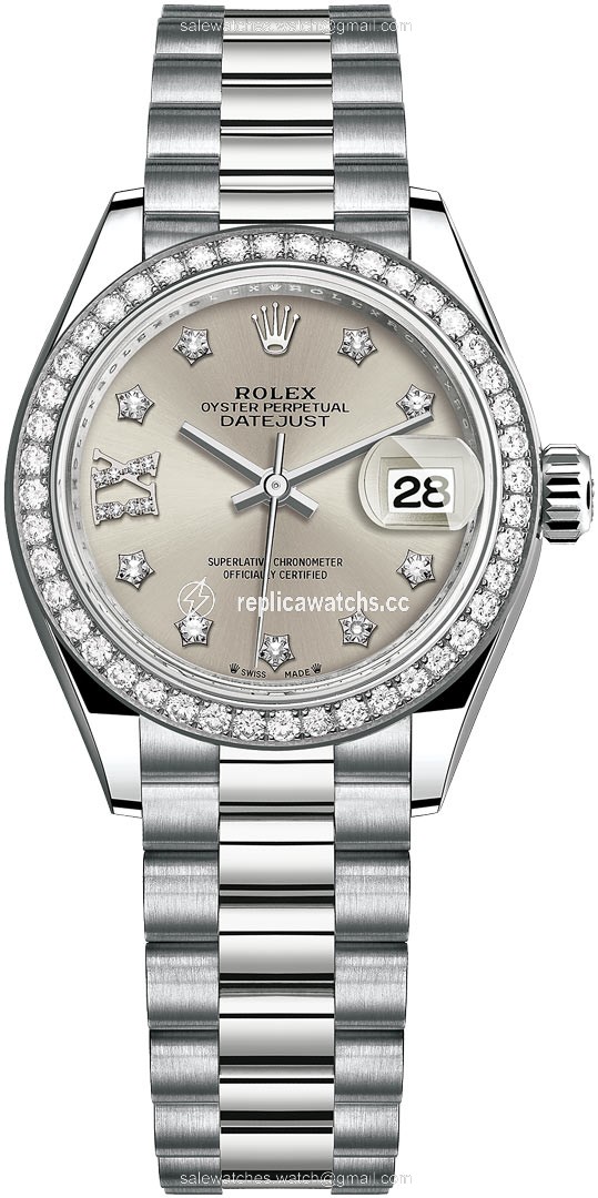 Replica 279139rbr Silver 17 Diamond President Rolex Lady Datejust 28mm White Gold Ladies Watch Replica 279139rbr Silver 17 Diamond President Rolex Lady Datejust 28mm White Gold Ladies Watch