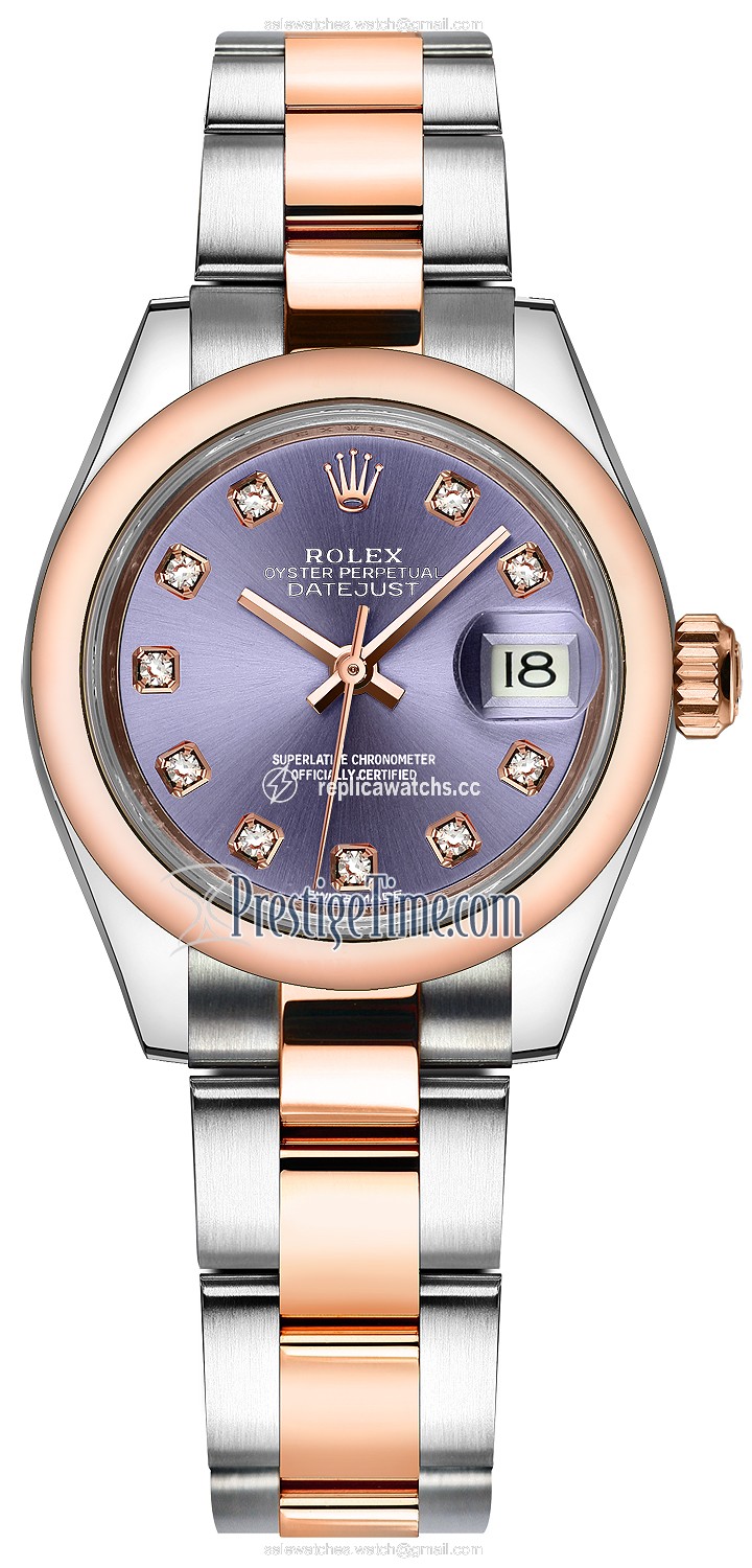 Replica 279161 Aubergine Diamond Oyster Rolex Lady Datejust 28mm Stainless Steel and Everose Gold Ladies Watch Replica 279161 Aubergine Diamond Oyster Rolex Lady Datejust 28mm Stainless Steel and Everose Gold Ladies Watch