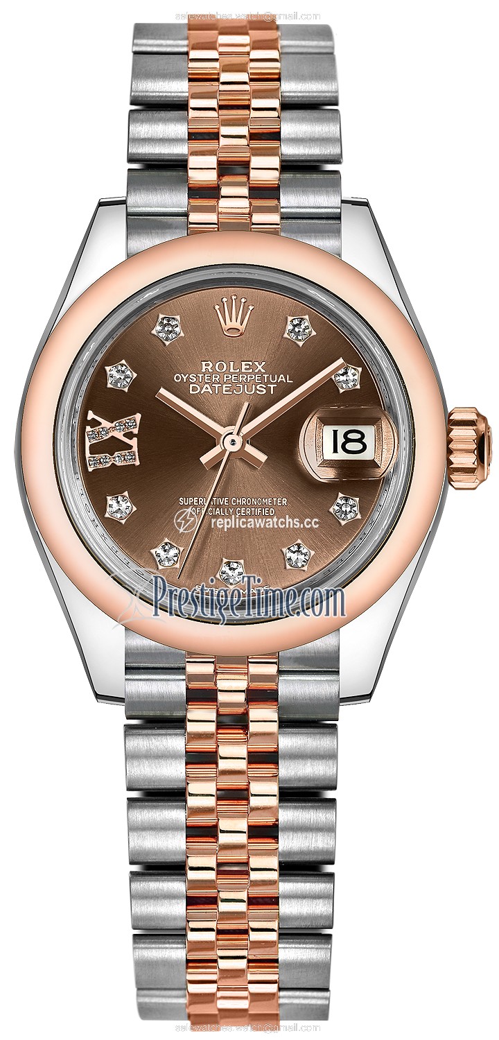 Replica 279161 Chocolate 17 Diamond Jubilee Rolex Lady Datejust 28mm Stainless Steel and Everose Gold Ladies Watch Replica 279161 Chocolate 17 Diamond Jubilee Rolex Lady Datejust 28mm Stainless Steel and Everose Gold Ladies Watch