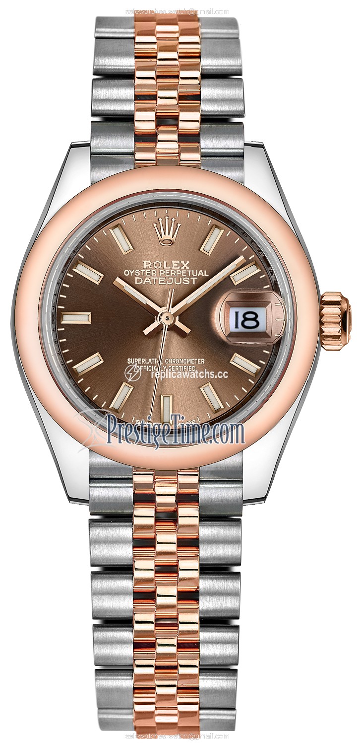 Replica 279161 Chocolate Index Jubilee Rolex Lady Datejust 28mm Stainless Steel and Everose Gold Ladies Watch Replica 279161 Chocolate Index Jubilee Rolex Lady Datejust 28mm Stainless Steel and Everose Gold Ladies Watch