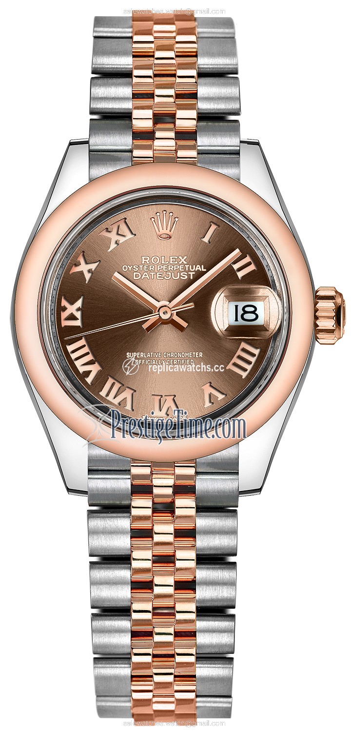 Replica 279161 Chocolate Roman Jubilee Rolex Lady Datejust 28mm Stainless Steel and Everose Gold Ladies Watch Replica 279161 Chocolate Roman Jubilee Rolex Lady Datejust 28mm Stainless Steel and Everose Gold Ladies Watch