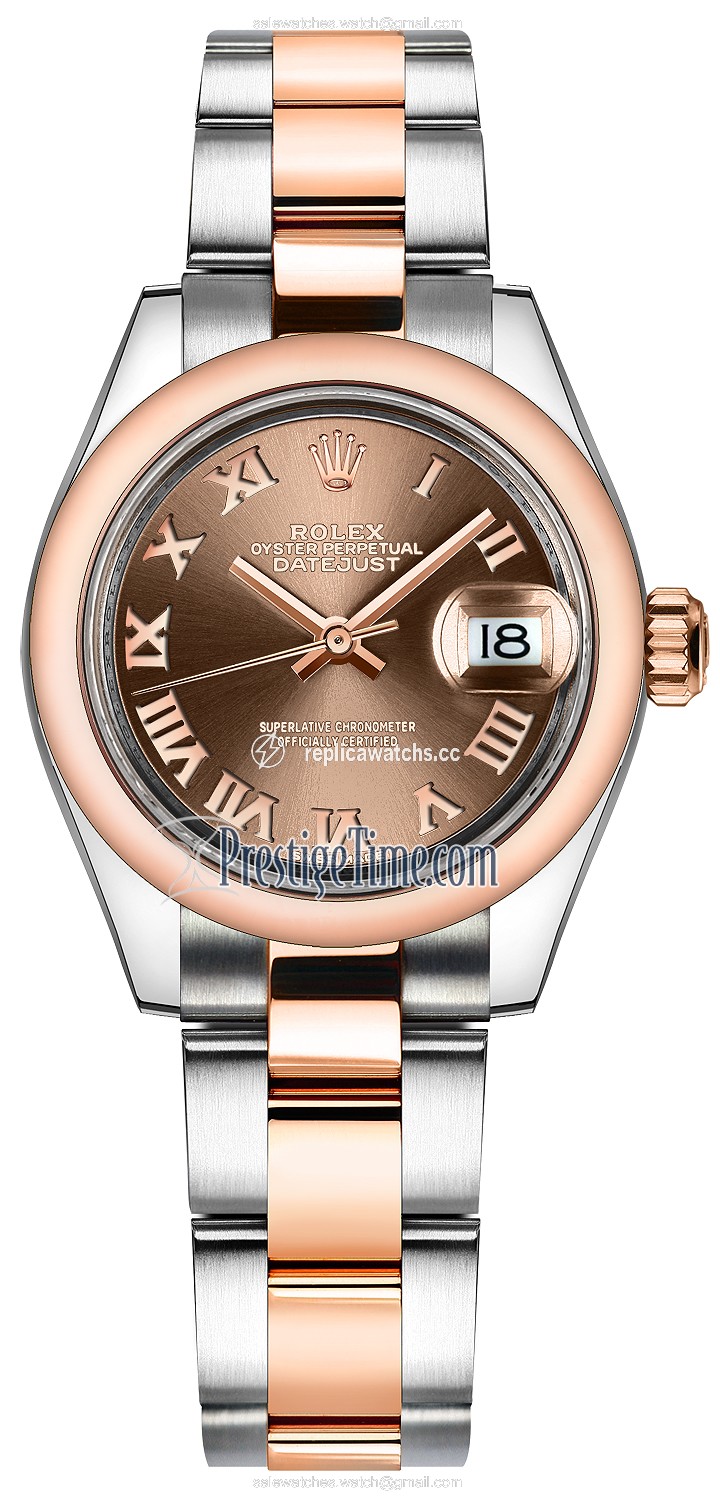 Replica 279161 Chocolate Roman Oyster Rolex Lady Datejust 28mm Stainless Steel and Everose Gold Ladies Watch Replica 279161 Chocolate Roman Oyster Rolex Lady Datejust 28mm Stainless Steel and Everose Gold Ladies Watch