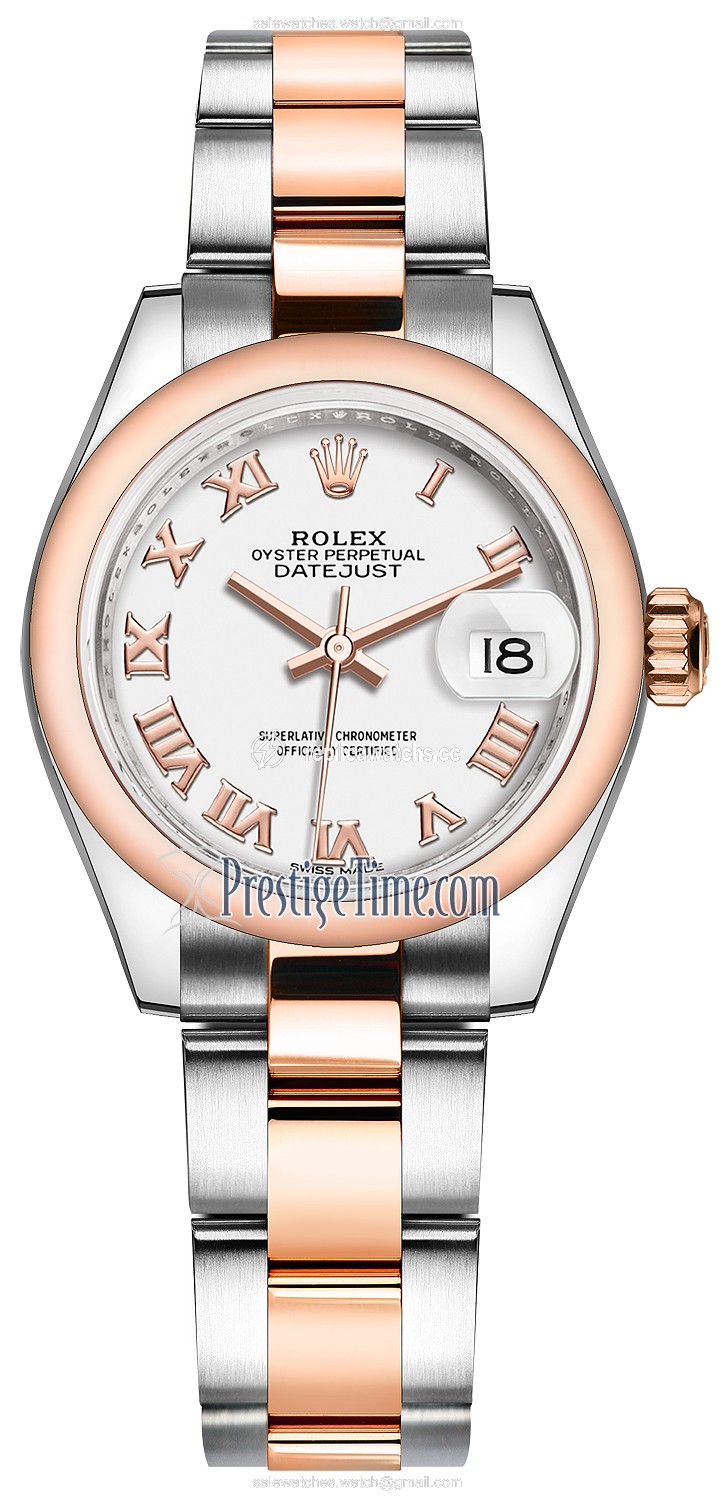 Replica 279161 White Roman Oyster Rolex Lady Datejust 28mm Stainless Steel and Everose Gold Ladies Watch Replica 279161 White Roman Oyster Rolex Lady Datejust 28mm Stainless Steel and Everose Gold Ladies Watch
