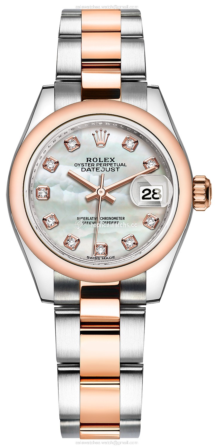 Replica 279161 MOP Diamond Oyster Rolex Lady Datejust 28mm Stainless Steel and Everose Gold Ladies Watch Replica 279161 MOP Diamond Oyster Rolex Lady Datejust 28mm Stainless Steel and Everose Gold Ladies Watch