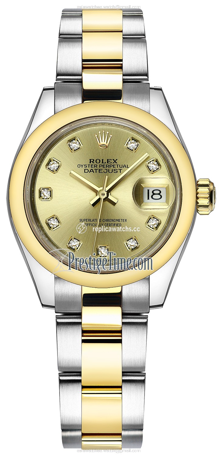 Replica 279163 Champagne Diamond Oyster Rolex Lady Datejust 28mm Stainless Steel and Yellow Gold Ladies Watch Replica 279163 Champagne Diamond Oyster Rolex Lady Datejust 28mm Stainless Steel and Yellow Gold Ladies Watch