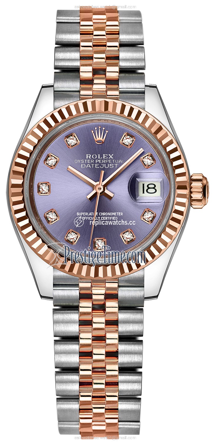 Replica 279171 Aubergine Diamond Jubilee Rolex Lady Datejust 28mm Stainless Steel and Everose Gold Ladies Watch Replica 279171 Aubergine Diamond Jubilee Rolex Lady Datejust 28mm Stainless Steel and Everose Gold Ladies Watch