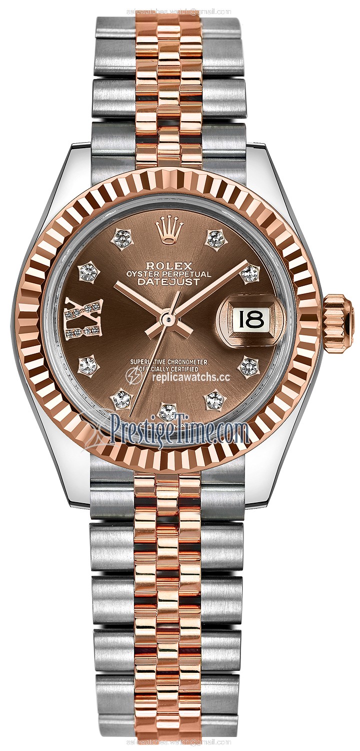 Replica 279171 Chocolate 17 Diamond Jubilee Rolex Lady Datejust 28mm Stainless Steel and Everose Gold Ladies Watch Replica 279171 Chocolate 17 Diamond Jubilee Rolex Lady Datejust 28mm Stainless Steel and Everose Gold Ladies Watch