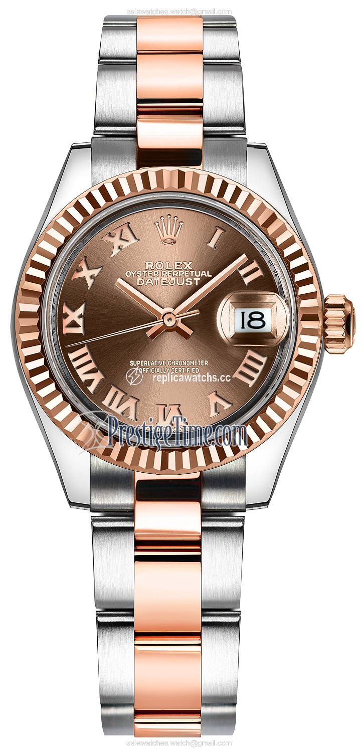 Replica 279171 Chocolate Roman Oyster Rolex Lady Datejust 28mm Stainless Steel and Everose Gold Ladies Watch Replica 279171 Chocolate Roman Oyster Rolex Lady Datejust 28mm Stainless Steel and Everose Gold Ladies Watch