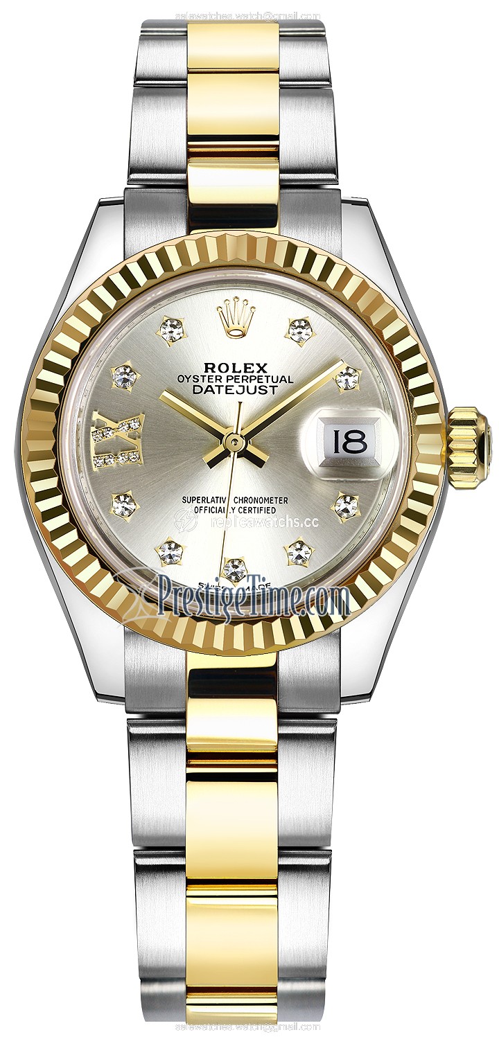Replica 279173 Silver 17 Diamond Oyster Rolex Lady Datejust 28mm Stainless Steel and Yellow Gold Ladies Watch Replica 279173 Silver 17 Diamond Oyster Rolex Lady Datejust 28mm Stainless Steel and Yellow Gold Ladies Watch