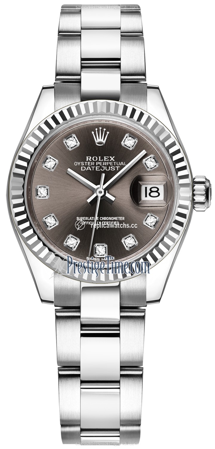 Replica 279174 Dark Grey Diamond Oyster Rolex Lady Datejust 28mm Stainless Steel Ladies Watch Replica 279174 Dark Grey Diamond Oyster Rolex Lady Datejust 28mm Stainless Steel Ladies Watch