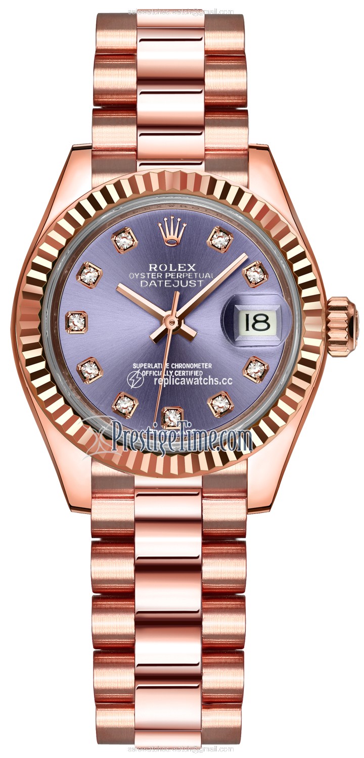 Replica 279175 Aubergine Diamond President Rolex Lady Datejust 28mm Everose Gold Ladies Watch Replica 279175 Aubergine Diamond President Rolex Lady Datejust 28mm Everose Gold Ladies Watch