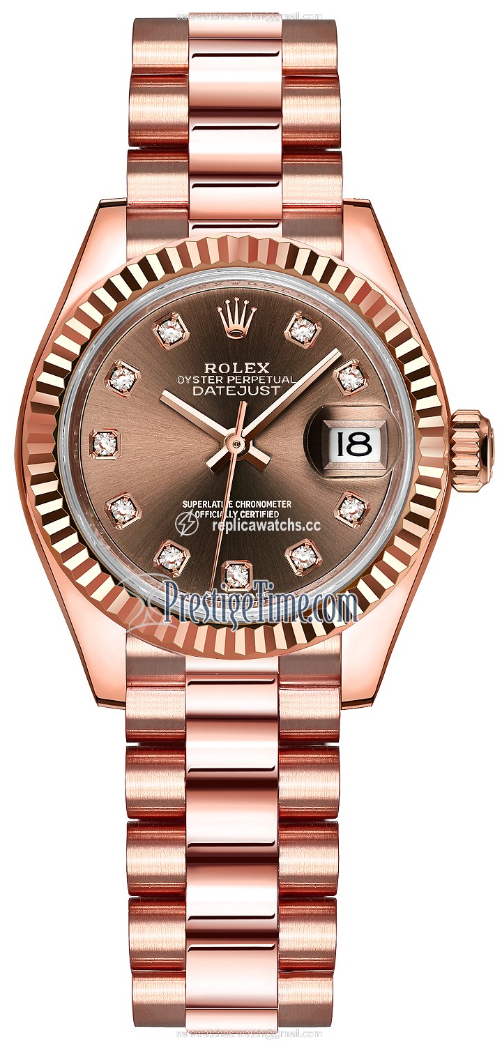 Replica 279175 Chocolate Diamond President Rolex Lady Datejust 28mm Everose Gold Ladies Watch Replica 279175 Chocolate Diamond President Rolex Lady Datejust 28mm Everose Gold Ladies Watch