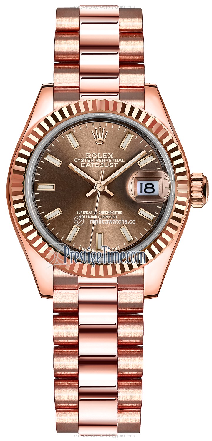 Replica 279175 Chocolate Index President Rolex Lady Datejust 28mm Everose Gold Ladies Watch Replica 279175 Chocolate Index President Rolex Lady Datejust 28mm Everose Gold Ladies Watch