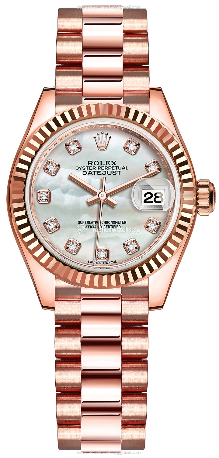 Replica 279175 MOP Diamond President Rolex Lady Datejust 28mm Everose Gold Ladies Watch Replica 279175 MOP Diamond President Rolex Lady Datejust 28mm Everose Gold Ladies Watch