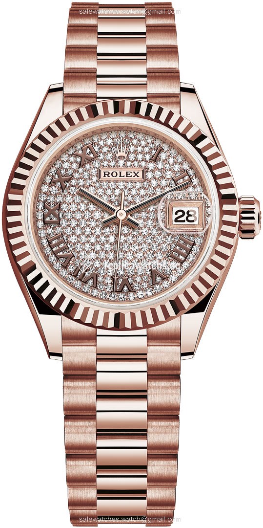 Replica 279175 Pave Chocolate Roman President Rolex Lady Datejust 28mm Everose Gold Ladies Watch Replica 279175 Pave Chocolate Roman President Rolex Lady Datejust 28mm Everose Gold Ladies Watch
