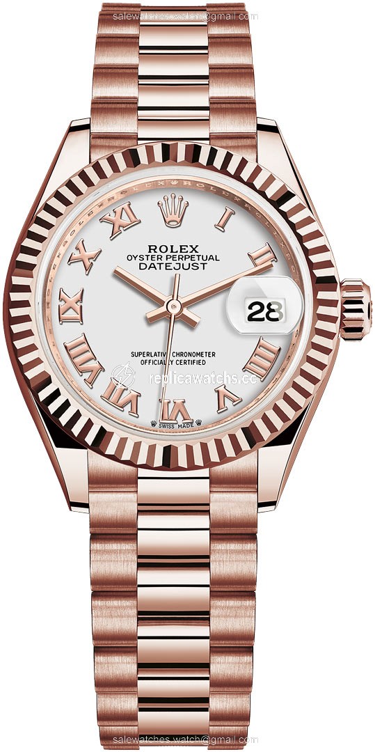 Replica 279175 White Roman President Rolex Lady Datejust 28mm Everose Gold Ladies Watch Replica 279175 White Roman President Rolex Lady Datejust 28mm Everose Gold Ladies Watch