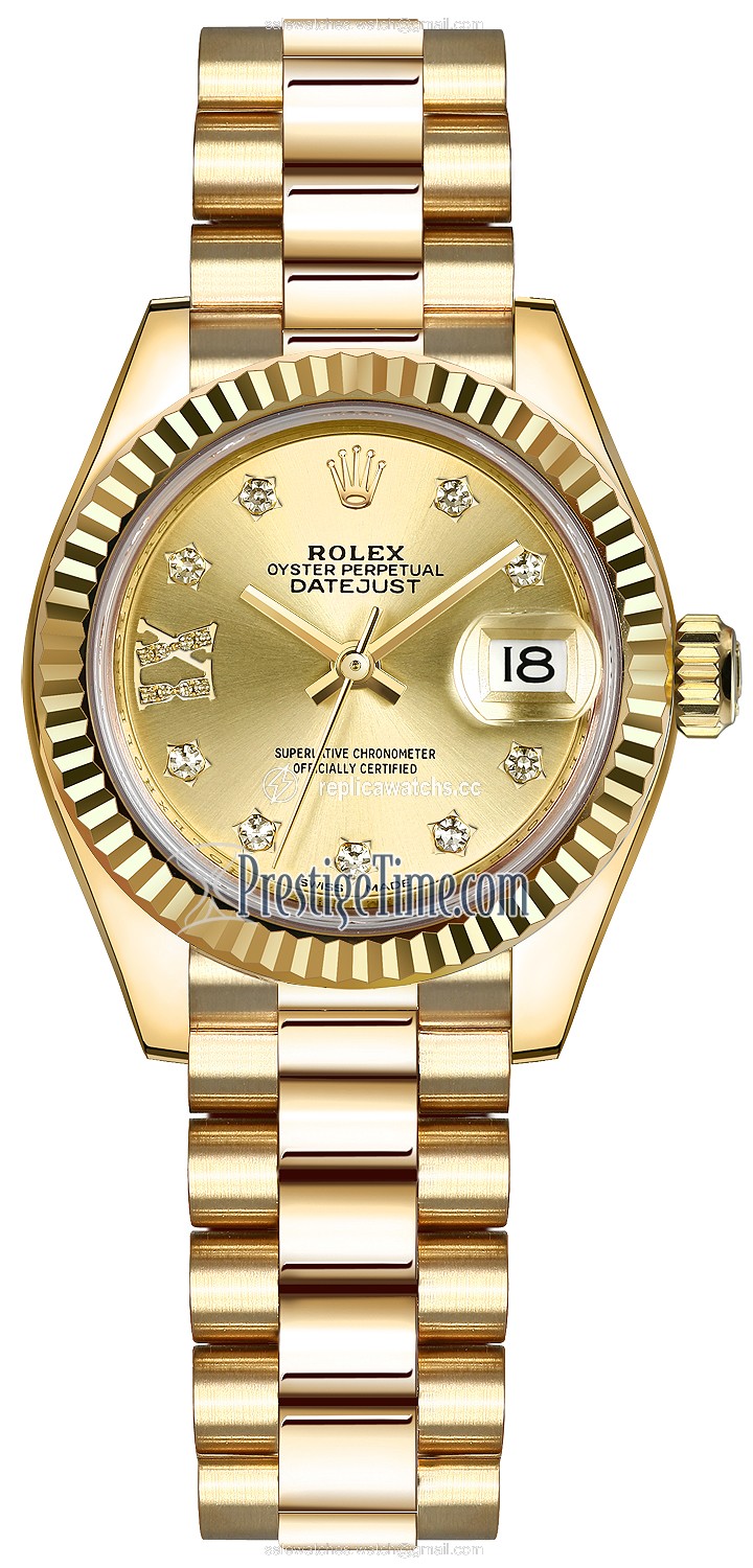 Replica 279178 Champagne 17 Diamond President Rolex Lady Datejust 28mm Yellow Gold Ladies Watch Replica 279178 Champagne 17 Diamond President Rolex Lady Datejust 28mm Yellow Gold Ladies Watch