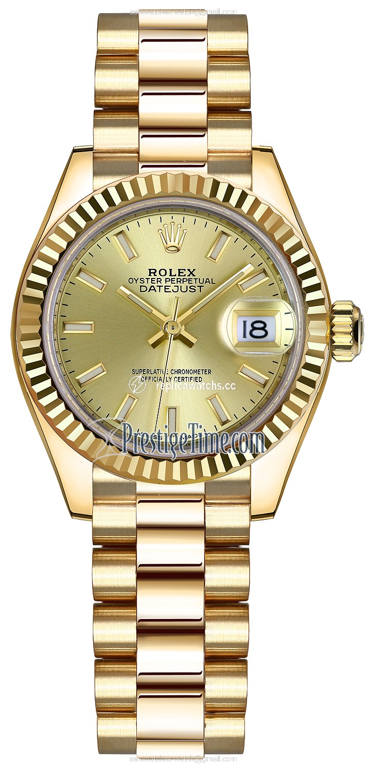 Replica 279178 Champagne Index President Rolex Lady Datejust 28mm Yellow Gold Ladies Watch Replica 279178 Champagne Index President Rolex Lady Datejust 28mm Yellow Gold Ladies Watch