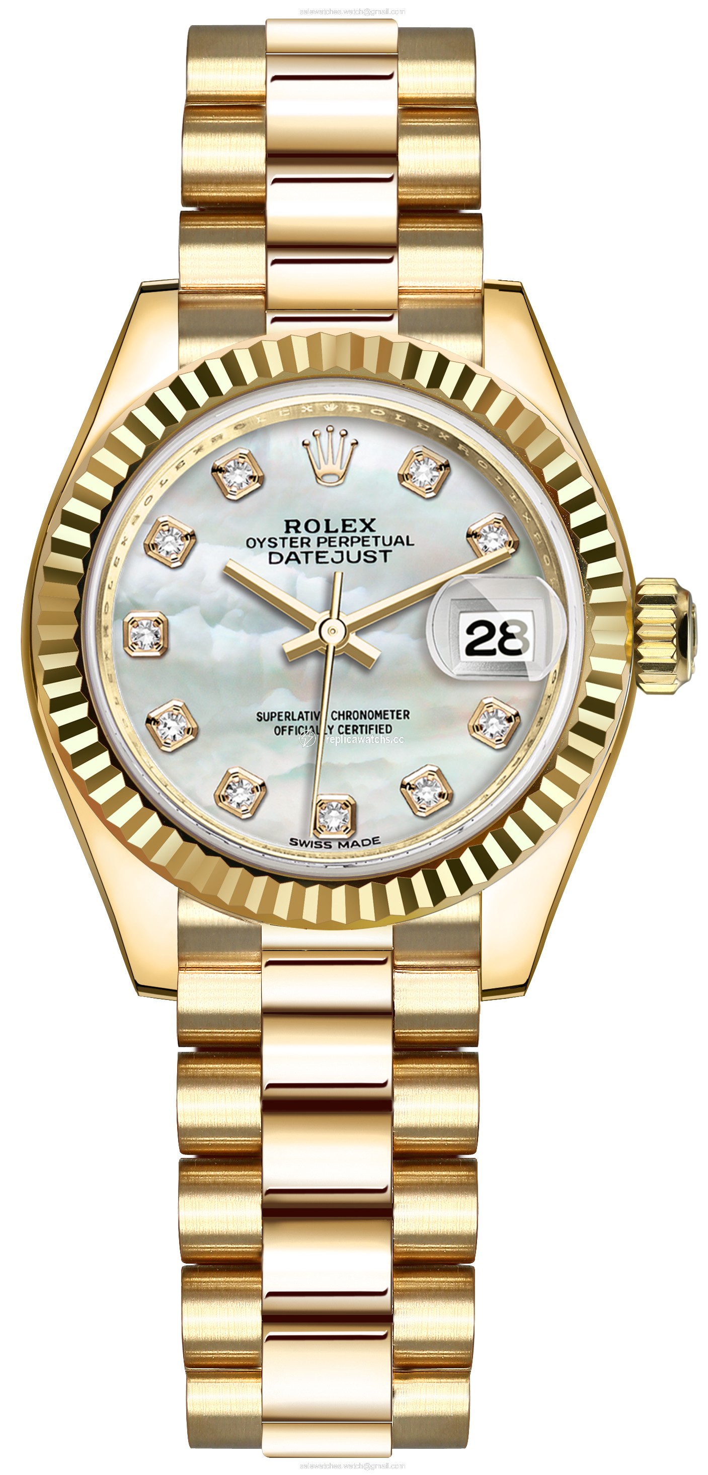 Replica 279178 MOP Diamond President Rolex Lady Datejust 28mm Yellow Gold Ladies Watch Replica 279178 MOP Diamond President Rolex Lady Datejust 28mm Yellow Gold Ladies Watch