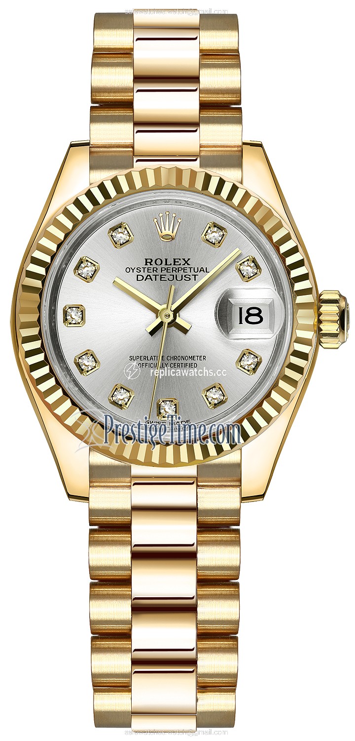 Replica 279178 Silver Diamond President Rolex Lady Datejust 28mm Yellow Gold Ladies Watch Replica 279178 Silver Diamond President Rolex Lady Datejust 28mm Yellow Gold Ladies Watch