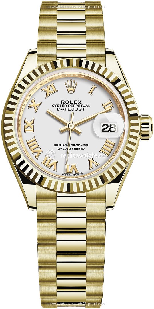 Replica 279178 White Roman President Rolex Lady Datejust 28mm Yellow Gold Ladies Watch Replica 279178 White Roman President Rolex Lady Datejust 28mm Yellow Gold Ladies Watch