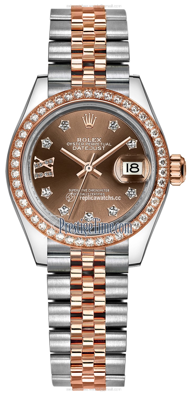 Replica 279381RBR Chocolate 17 Diamond Jubilee Rolex Lady Datejust 28mm Stainless Steel and Everose Gold Ladies Watch Replica 279381RBR Chocolate 17 Diamond Jubilee Rolex Lady Datejust 28mm Stainless Steel and Everose Gold Ladies Watch