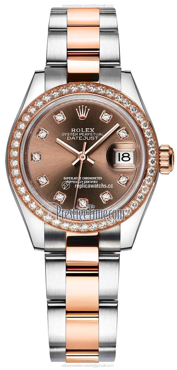 Replica 279381RBR Chocolate Diamond Oyster Rolex Lady Datejust 28mm Stainless Steel and Everose Gold Ladies Watch Replica 279381RBR Chocolate Diamond Oyster Rolex Lady Datejust 28mm Stainless Steel and Everose Gold Ladies Watch