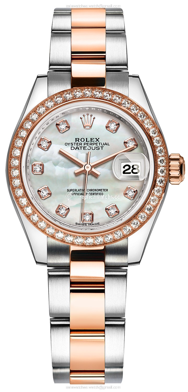 Replica 279381RBR MOP Diamond Oyster Rolex Lady Datejust 28mm Stainless Steel and Everose Gold Ladies Watch Replica 279381RBR MOP Diamond Oyster Rolex Lady Datejust 28mm Stainless Steel and Everose Gold Ladies Watch