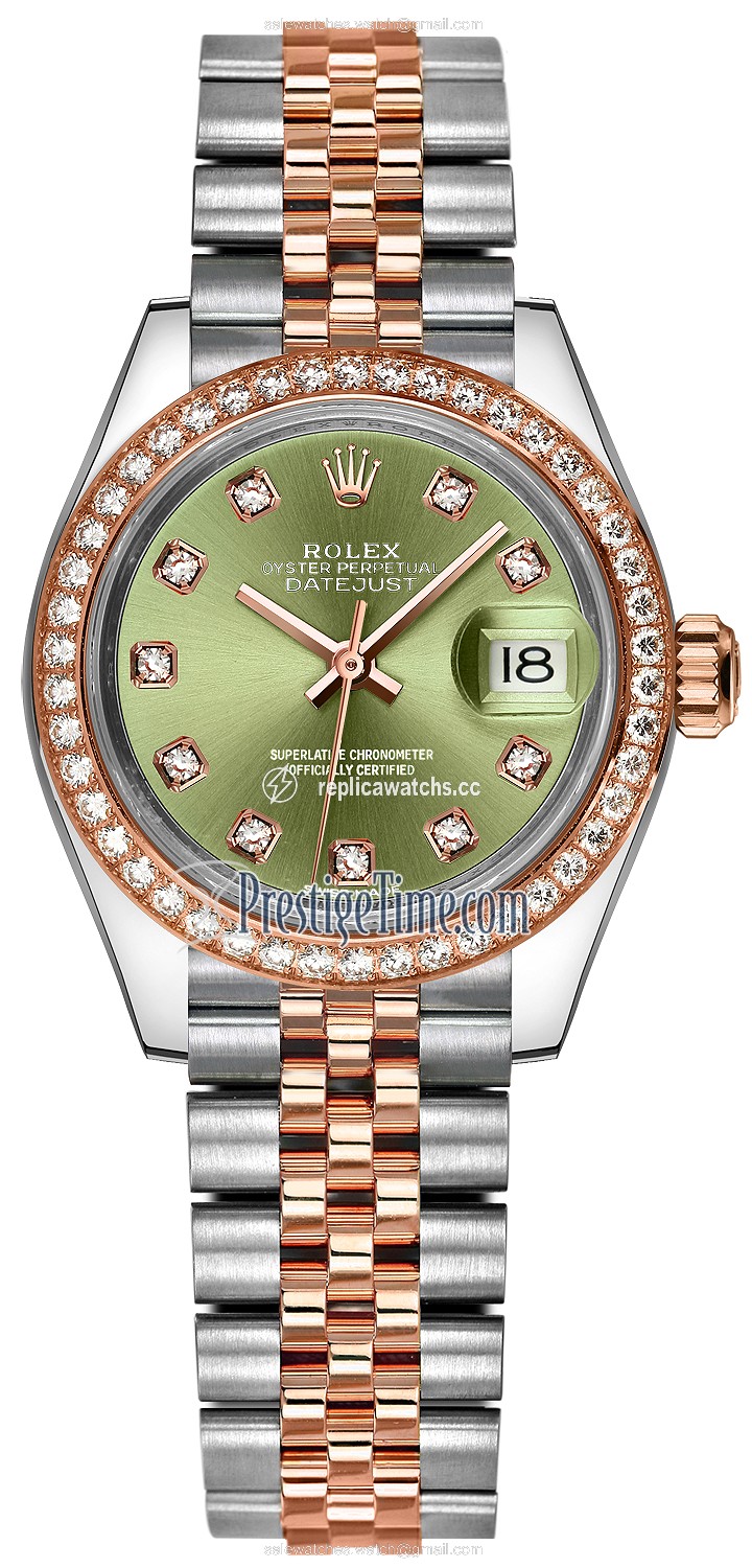 Replica 279381RBR Olive Green Diamond Jubilee Rolex Lady Datejust 28mm Stainless Steel and Everose Gold Ladies Watch Replica 279381RBR Olive Green Diamond Jubilee Rolex Lady Datejust 28mm Stainless Steel and Everose Gold Ladies Watch