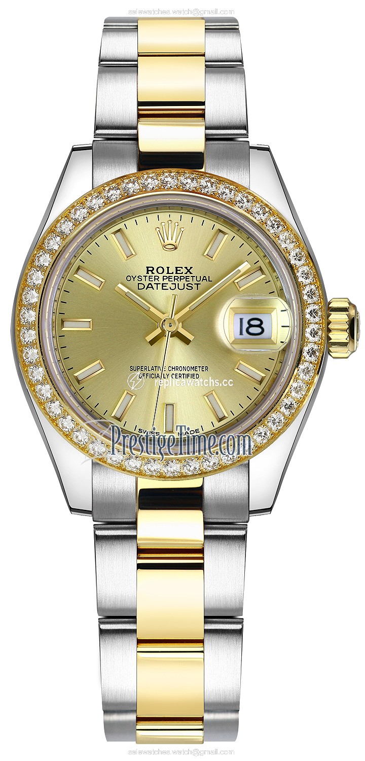 Replica 279383RBR Champagne Index Oyster Rolex Lady Datejust 28mm Stainless Steel and Yellow Gold Ladies Watch Replica 279383RBR Champagne Index Oyster Rolex Lady Datejust 28mm Stainless Steel and Yellow Gold Ladies Watch