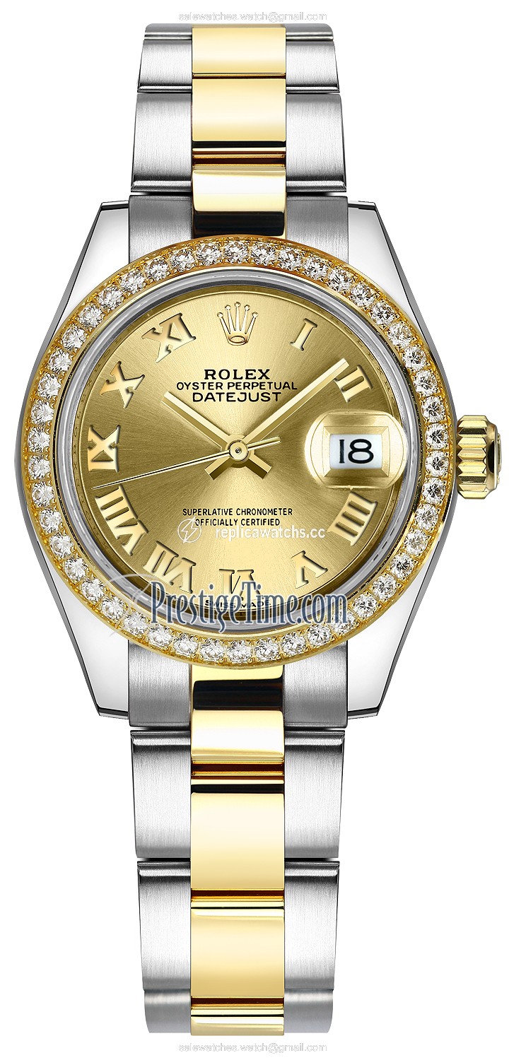 Replica 279383RBR Champagne Roman Oyster Rolex Lady Datejust 28mm Stainless Steel and Yellow Gold Ladies Watch Replica 279383RBR Champagne Roman Oyster Rolex Lady Datejust 28mm Stainless Steel and Yellow Gold Ladies Watch