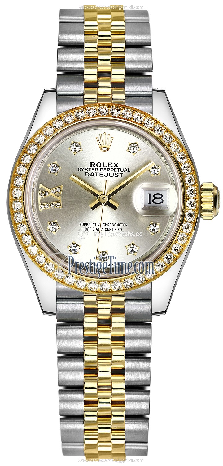 Replica 279383RBR Silver 17 Diamond Jubilee Rolex Lady Datejust 28mm Stainless Steel and Yellow Gold Ladies Watch Replica 279383RBR Silver 17 Diamond Jubilee Rolex Lady Datejust 28mm Stainless Steel and Yellow Gold Ladies Watch