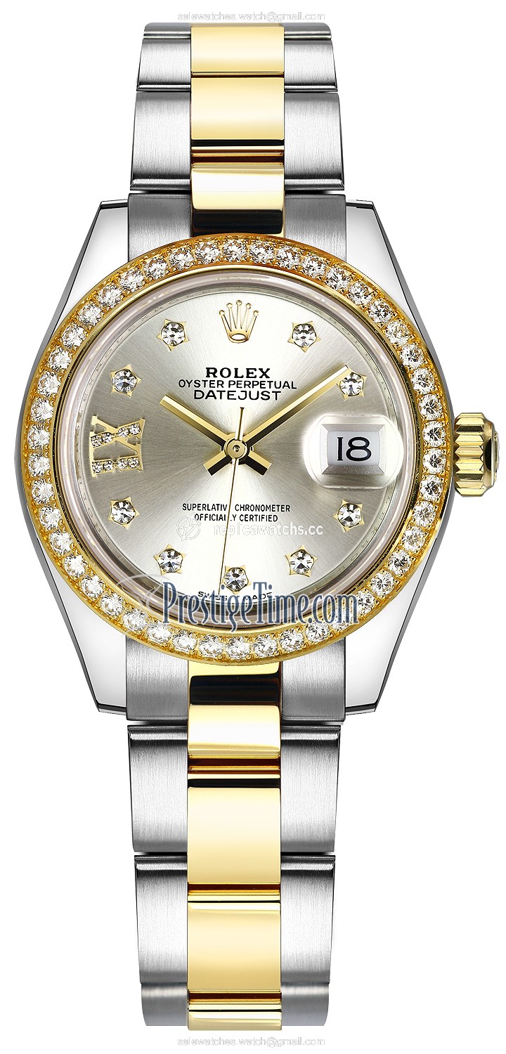 Replica 279383RBR Silver 17 Diamond Oyster Rolex Lady Datejust 28mm Stainless Steel and Yellow Gold Ladies Watch Replica 279383RBR Silver 17 Diamond Oyster Rolex Lady Datejust 28mm Stainless Steel and Yellow Gold Ladies Watch