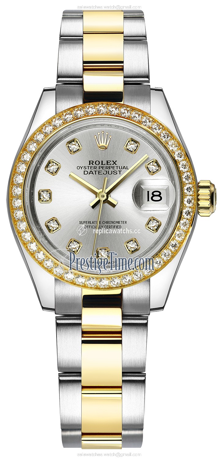 Replica 279383RBR Silver Diamond Oyster Rolex Lady Datejust 28mm Stainless Steel and Yellow Gold Ladies Watch Replica 279383RBR Silver Diamond Oyster Rolex Lady Datejust 28mm Stainless Steel and Yellow Gold Ladies Watch