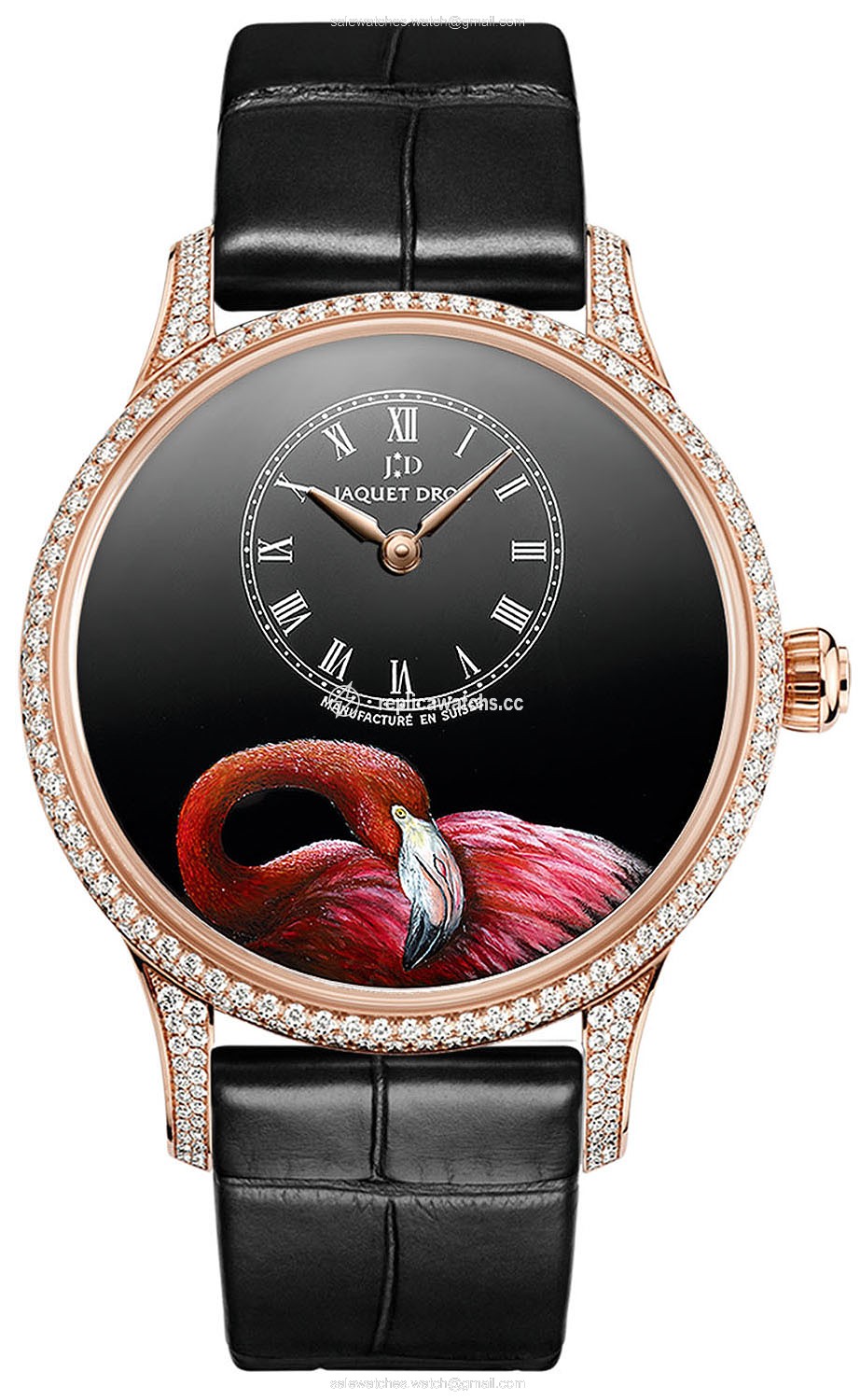Replica j005013217 PINK FLAMINGO Jaquet Droz Les Ateliers d'Art Petite Heure Minute Enamel Painting 39mm Ladies Watch Replica j005013217 PINK FLAMINGO Jaquet Droz Les Ateliers d'Art Petite Heure Minute Enamel Painting 39mm Ladies Watch