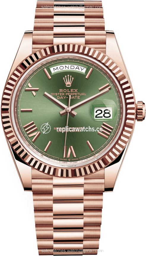 Replica 228235 Olive Green Roman Rolex Day-Date 40mm Everose Gold Mens Watch Replica 228235 Olive Green Roman Rolex Day-Date 40mm Everose Gold Mens Watch
