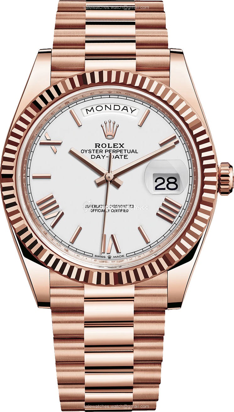 Replica 228235 White Roman Rolex Day-Date 40mm Everose Gold Mens Watch Replica 228235 White Roman Rolex Day-Date 40mm Everose Gold Mens Watch